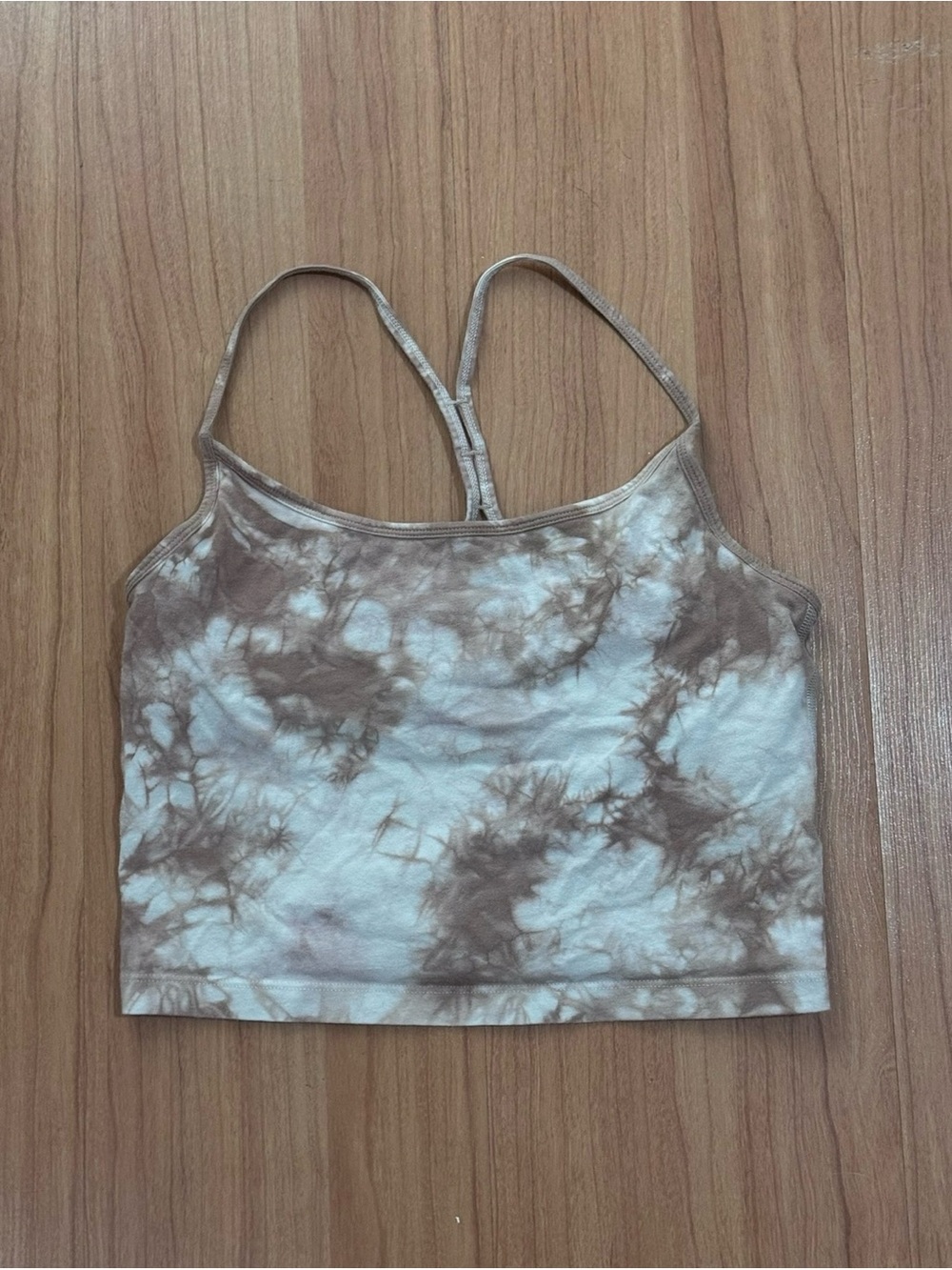 PINK Victoria’s Secret Brown Tie Dye Strappy Racerback Sports Bra Crop S